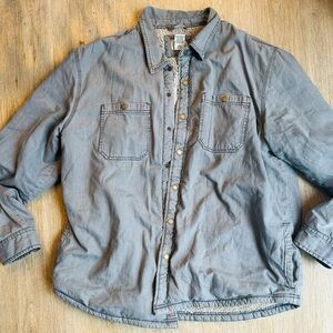 L.L. Bean Gray Shirt Jacket with Sherpa Lining